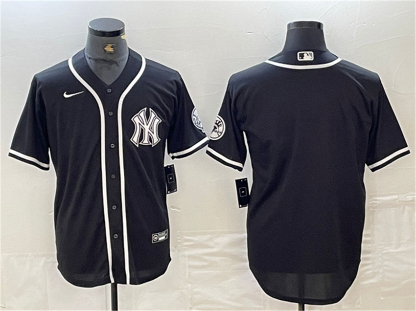 Men's Black New York Yankees Blank Cool Base Stitched Baseball Jersey